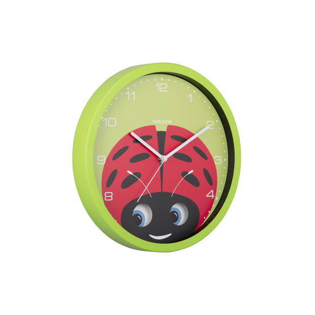 Karlsson - Wandklok Peekaboo Ladybug - Groen- Ø30,8cm