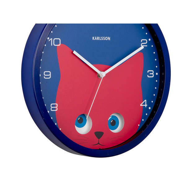 Karlsson - Wandklok Peekaboo Cat - Donkerblauw- Ø30,8cm