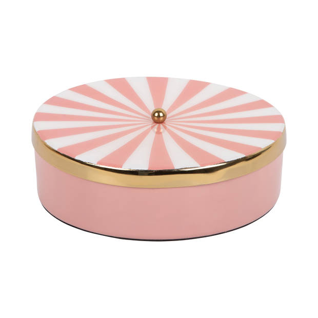 Present Time - Opbergbox Candy Swirl Rond Large - Flamingo pink & white