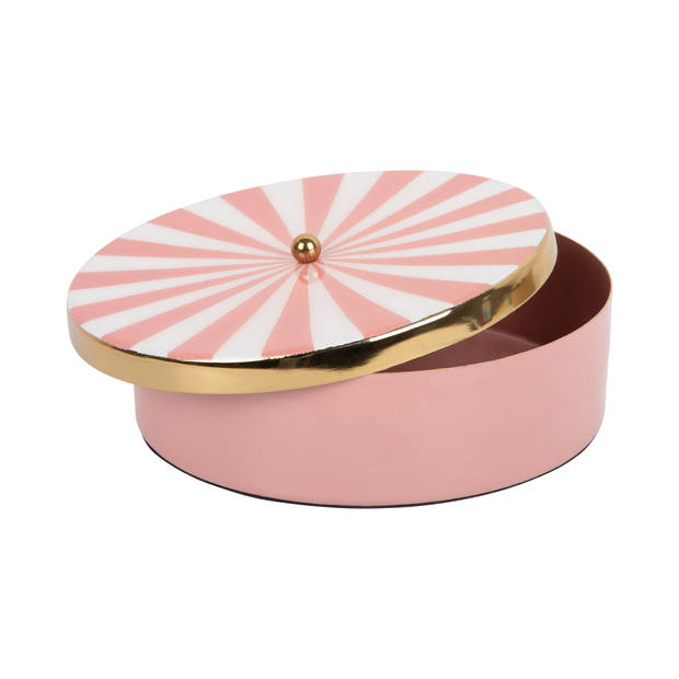 Present Time - Opbergbox Candy Swirl Rond Large - Flamingo pink & white