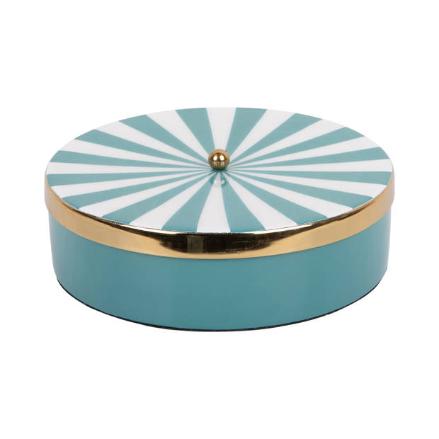 Present Time - Opbergbox Candy Swirl Rond Large - Turquoise blue & white