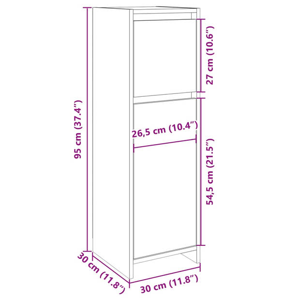 vidaXL Badkamerkast 30x30x95 cm spaanplaat sonoma eikenkleurig