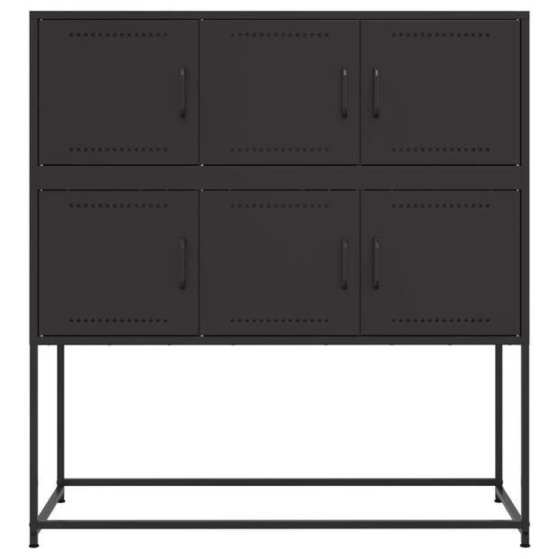 vidaXL Dressoir 100,5x39x107 cm staal zwart