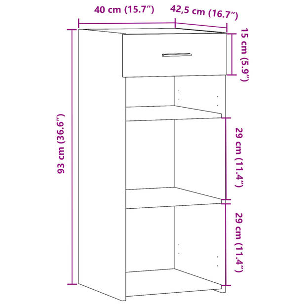 vidaXL Dressoir 40x42,5x93 cm bewerkt hout zwart