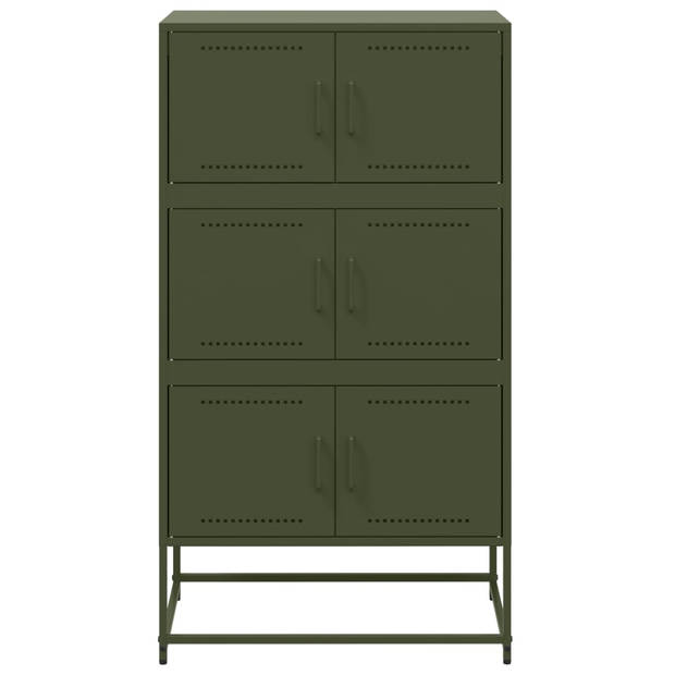 vidaXL Dressoir 68,5x38,5x123,5 cm staal olijfgroen