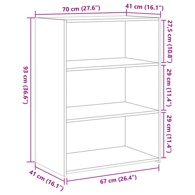 vidaXL Dressoir 70x41x93 cm bewerkt hout betongrijs