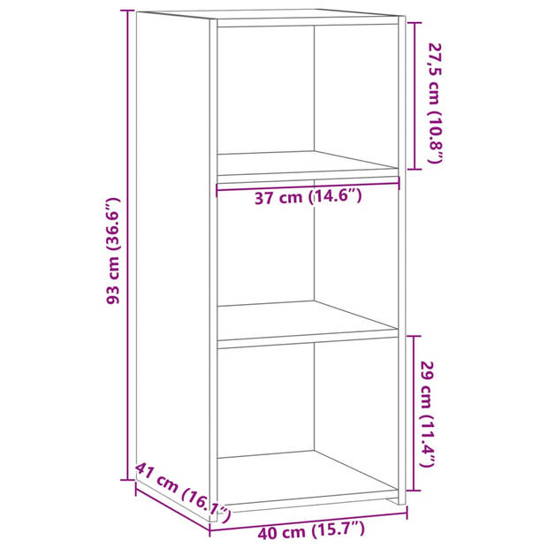 vidaXL Dressoir 40x41x93 cm bewerkt hout grijs sonoma eikenkleurig