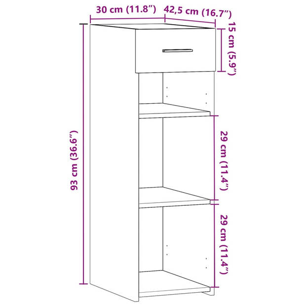 vidaXL Dressoir 30x42,5x93 cm bewerkt hout sonoma eikenkleurig