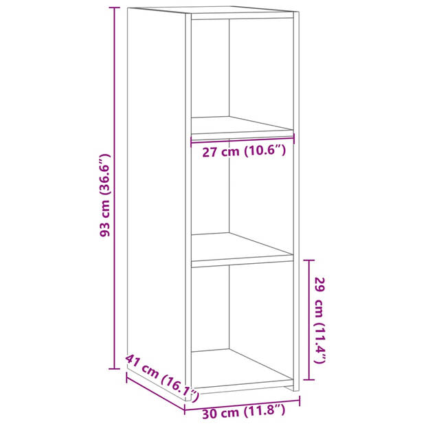 vidaXL Dressoir 30x41x93 cm bewerkt hout grijs sonoma eikenkleurig