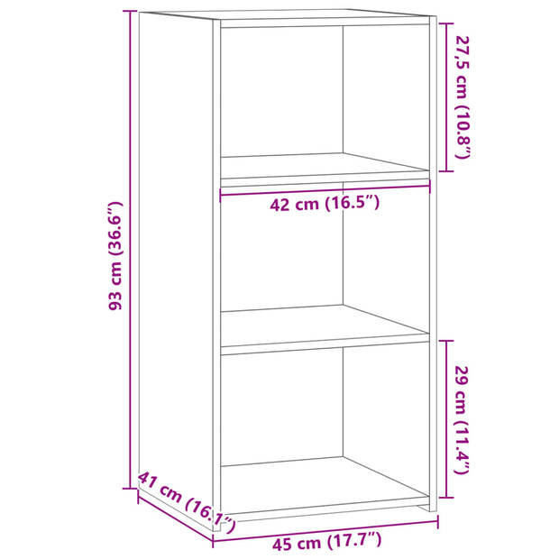 vidaXL Dressoir 45x41x93 cm bewerkt hout gerookt eikenkleurig