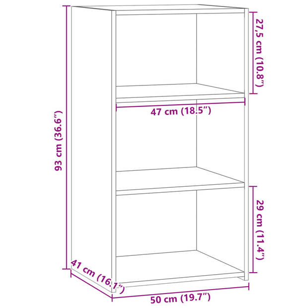 vidaXL Dressoir 50x41x93 cm bewerkt hout bruin eikenkleurig