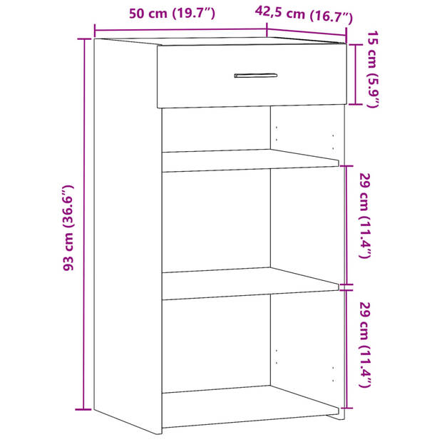 vidaXL Dressoir 50x42,5x93 cm bewerkt hout bruin eikenkleur