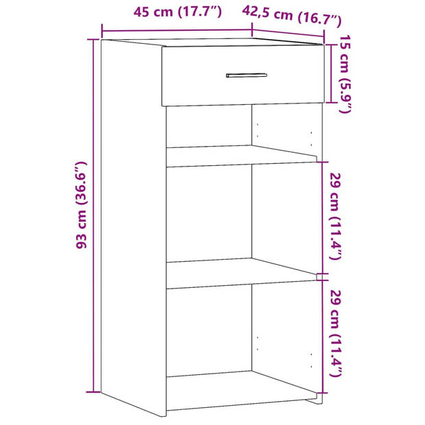 vidaXL Dressoir 45x42,5x93 cm bewerkt hout betongrijs