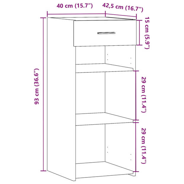 vidaXL Dressoir 40x42,5x93 cm bewerkt hout sonoma eikenkleurig