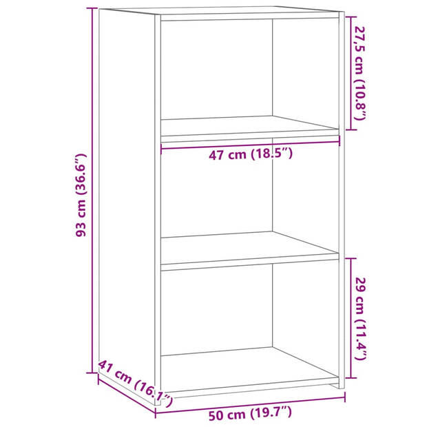 vidaXL Dressoir 50x41x93 cm bewerkt hout betongrijs