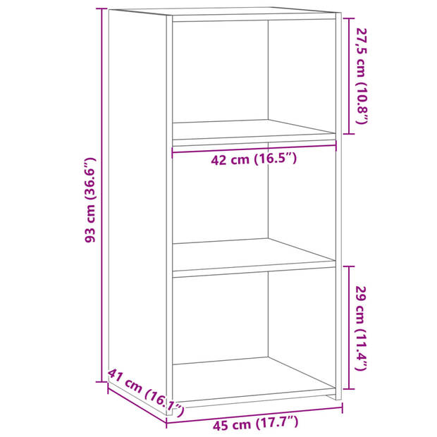 vidaXL Dressoir 45x41x93 cm bewerkt hout betongrijs