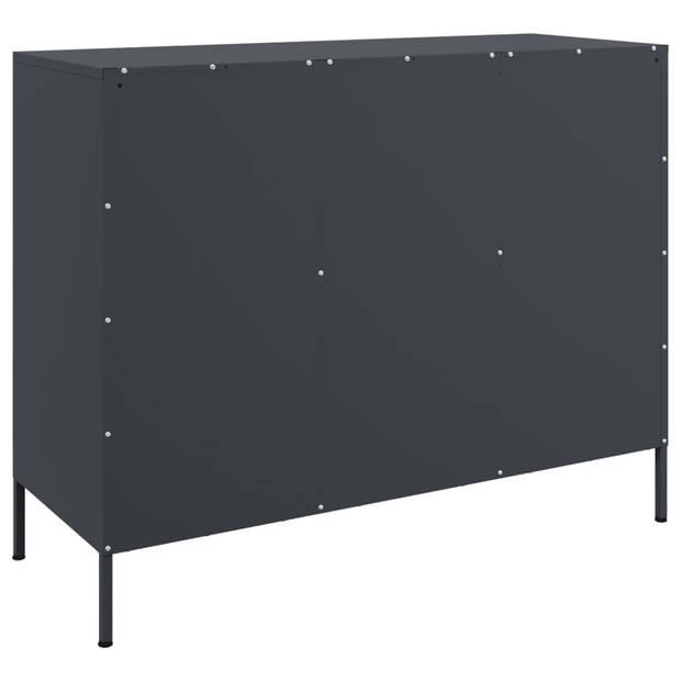 vidaXL Dressoir 100,5x39x79 cm staal antracietkleurig