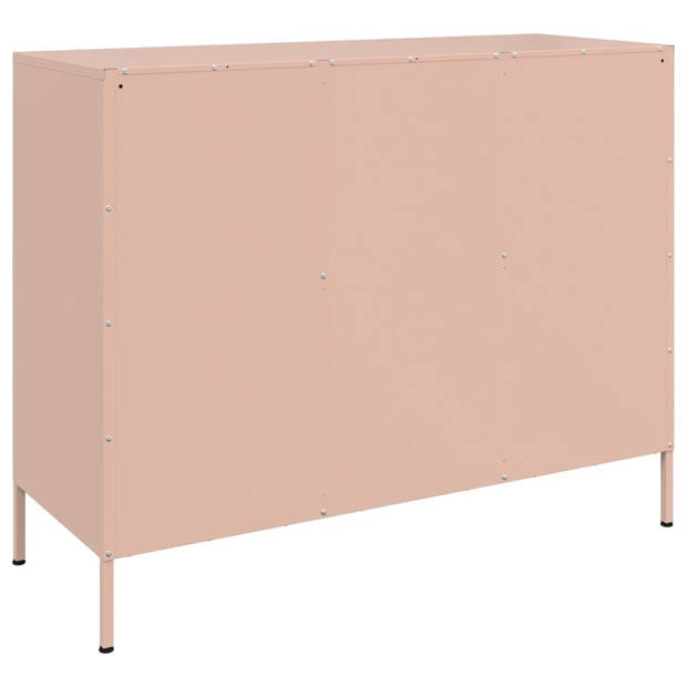 vidaXL Dressoir 100,5x39x79 cm koudgewalst staal roze