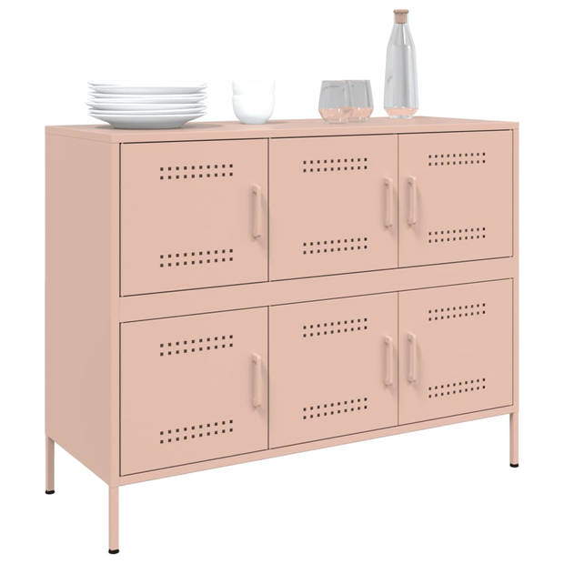 vidaXL Dressoir 100,5x39x79 cm staal roze