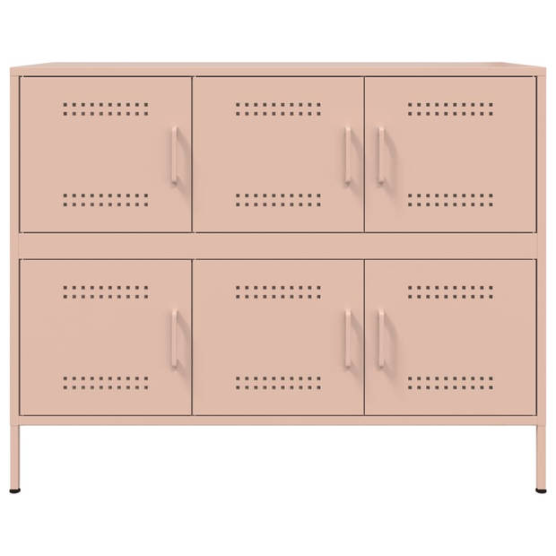 vidaXL Dressoir 100,5x39x79 cm staal roze