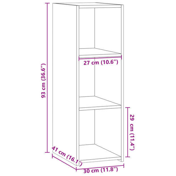 vidaXL Dressoir 30x41x93 cm bewerkt hout zwart