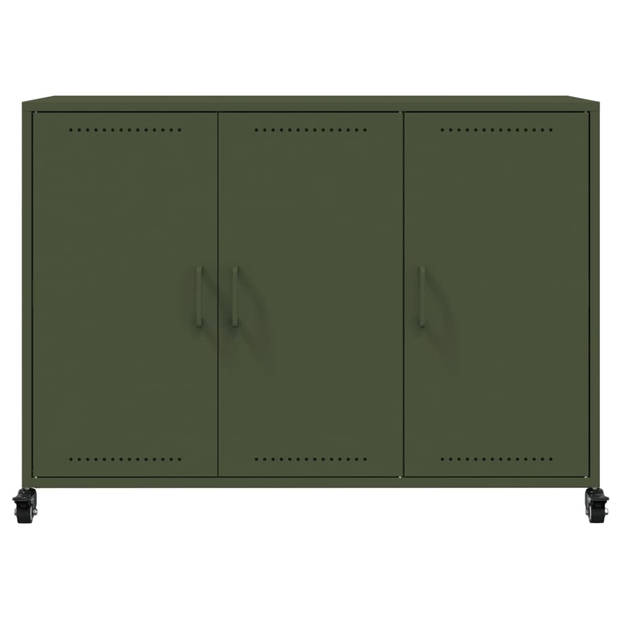 vidaXL Dressoir 100,5x39x72 cm staal olijfgroen