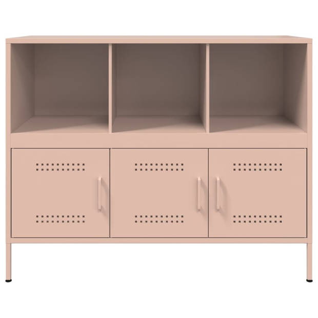 vidaXL Dressoir 100,5x39x79 cm koudgewalst staal roze