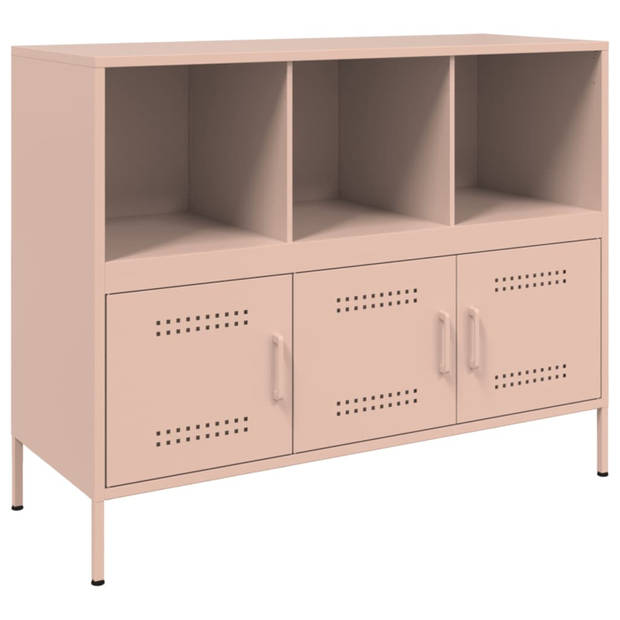 vidaXL Dressoir 100,5x39x79 cm koudgewalst staal roze