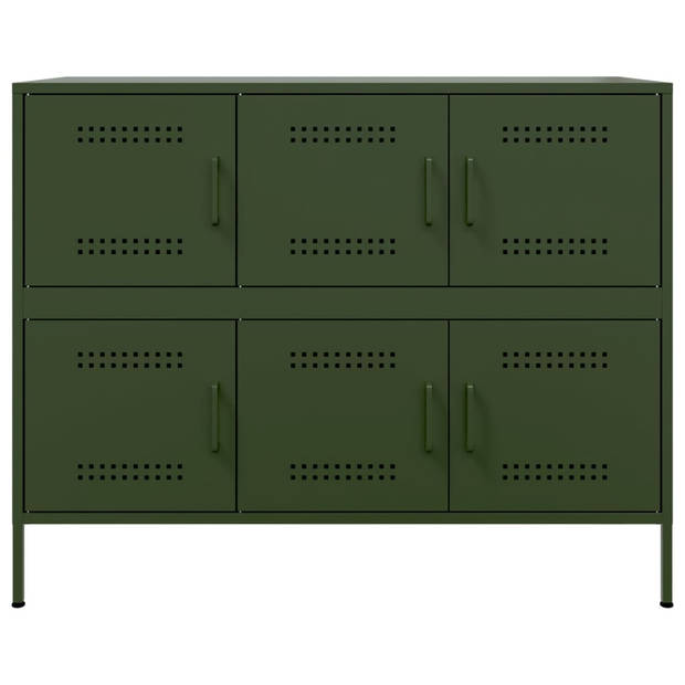 vidaXL Dressoir 100,5x39x79 cm staal olijfgroen