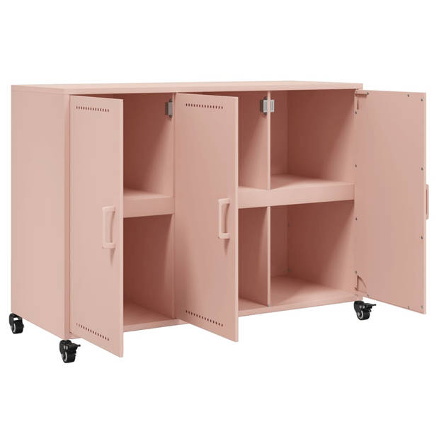 vidaXL Dressoir 100,5x39x72 cm staal roze