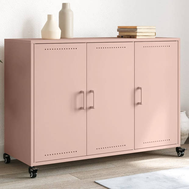 vidaXL Dressoir 100,5x39x72 cm staal roze