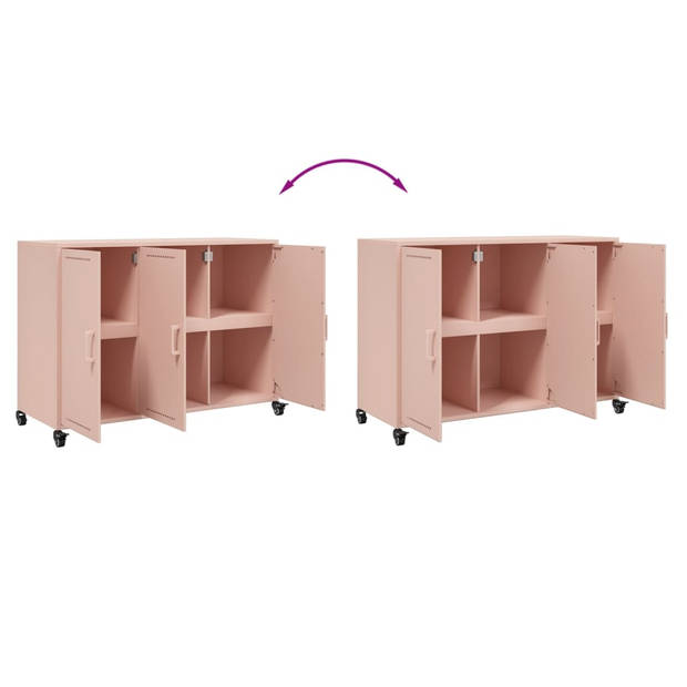 vidaXL Dressoir 100,5x39x72 cm staal roze