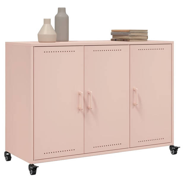 vidaXL Dressoir 100,5x39x72 cm staal roze