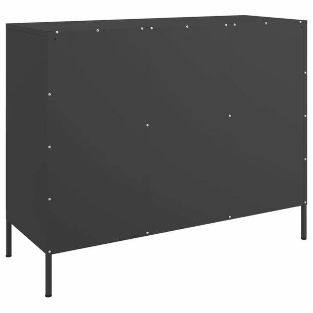 vidaXL Dressoir 100,5x39x79 cm koudgewalst staal zwart