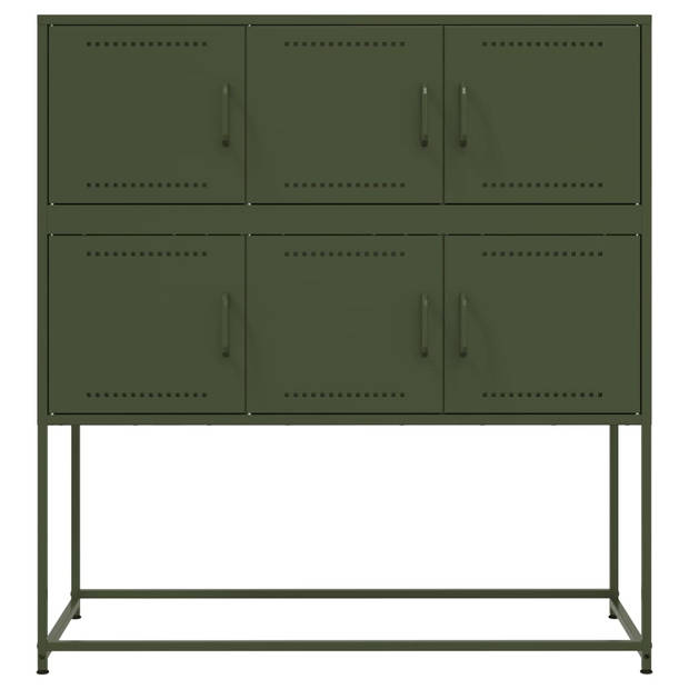 vidaXL Dressoir 100,5x39x107 cm staal olijfgroen