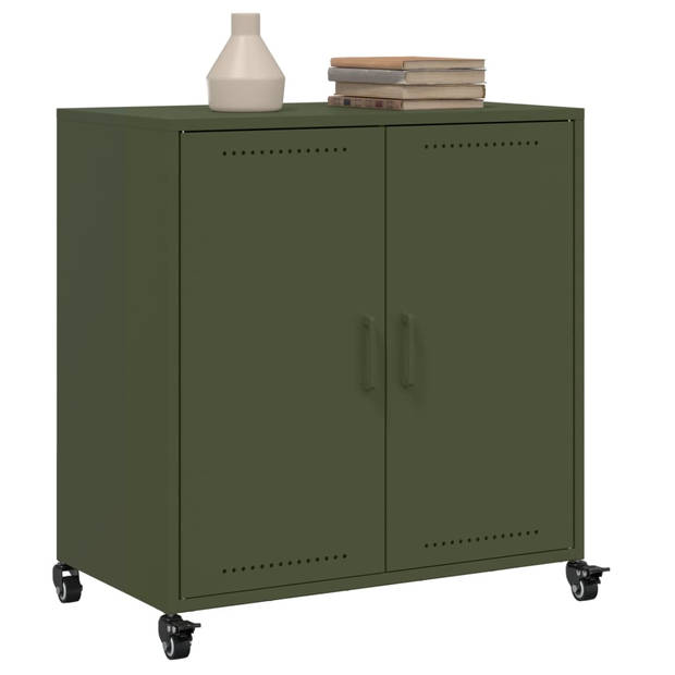 vidaXL Dressoir 68,5x39x72 cm staal olijfgroen