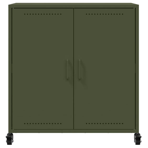 vidaXL Dressoir 68,5x39x72 cm staal olijfgroen