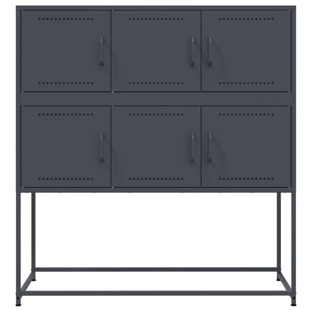 vidaXL Dressoir 100,5x39x107 cm staal antracietkleurig