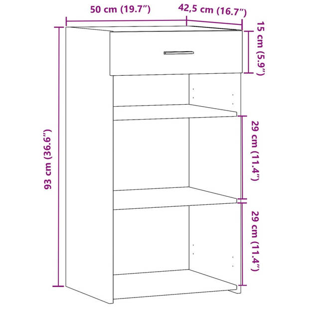 vidaXL Dressoir 50x42,5x93 cm bewerkt hout zwart