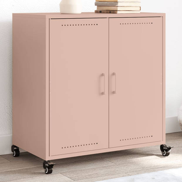 vidaXL Dressoir 68,5x39x72 cm staal roze