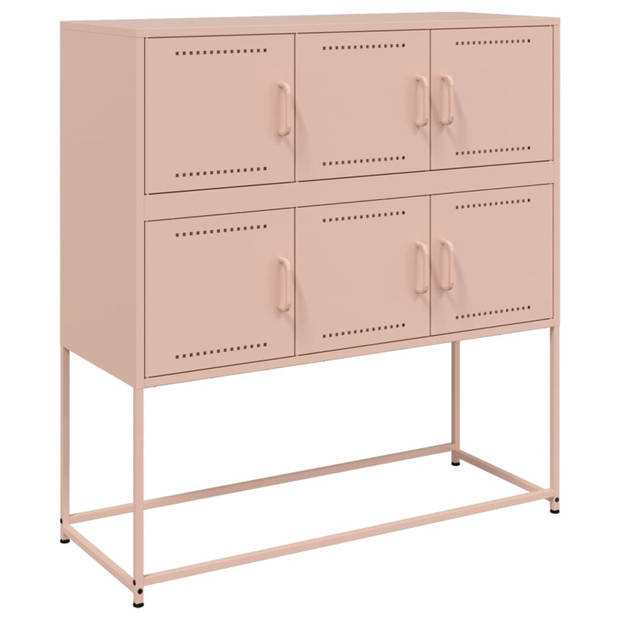 vidaXL Dressoir 100,5x39x107 cm staal roze