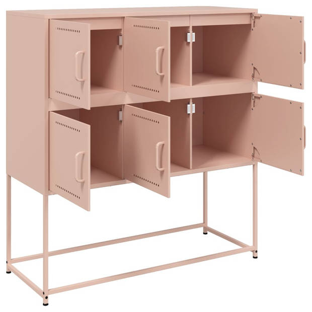 vidaXL Dressoir 100,5x39x107 cm staal roze