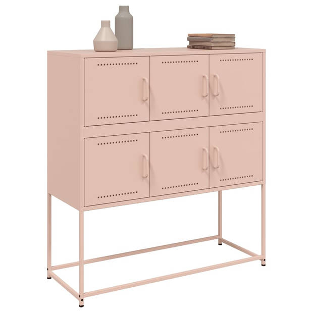 vidaXL Dressoir 100,5x39x107 cm staal roze