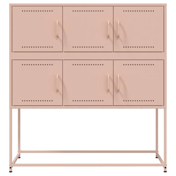 vidaXL Dressoir 100,5x39x107 cm staal roze