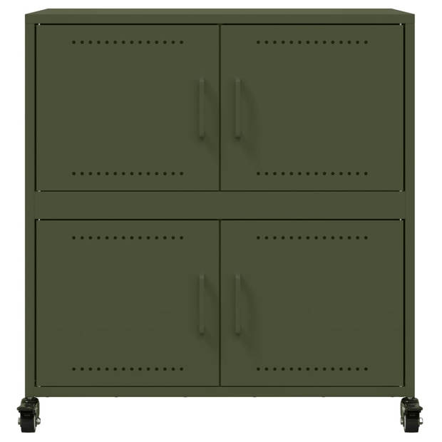 vidaXL Dressoir 68x39x72 cm staal olijfgroen