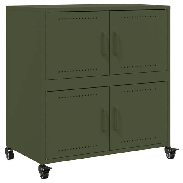 vidaXL Dressoir 68x39x72 cm staal olijfgroen