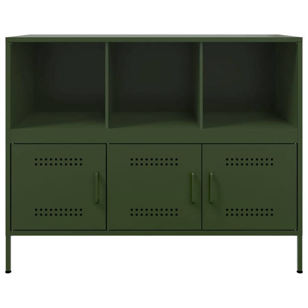 vidaXL Dressoir 100,5x39x79 cm staal olijfgroen