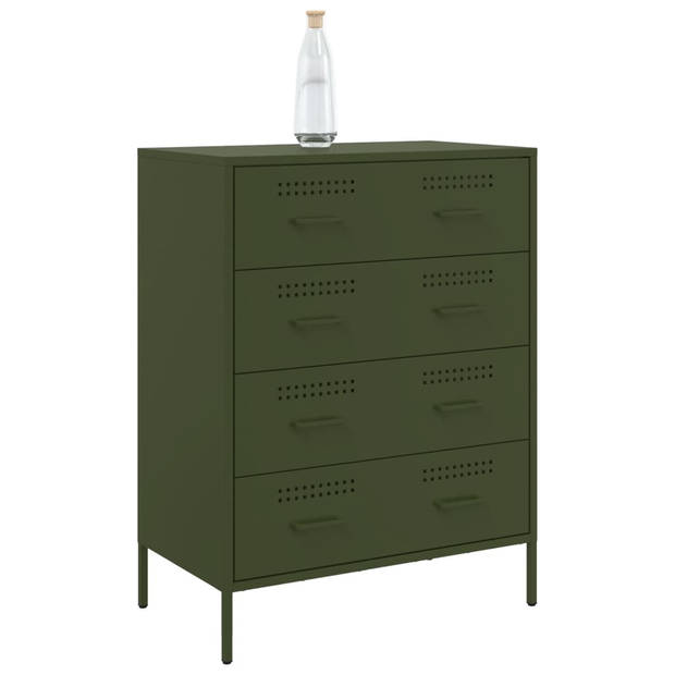 vidaXL Dressoir 68x39x89 cm staal olijfgroen