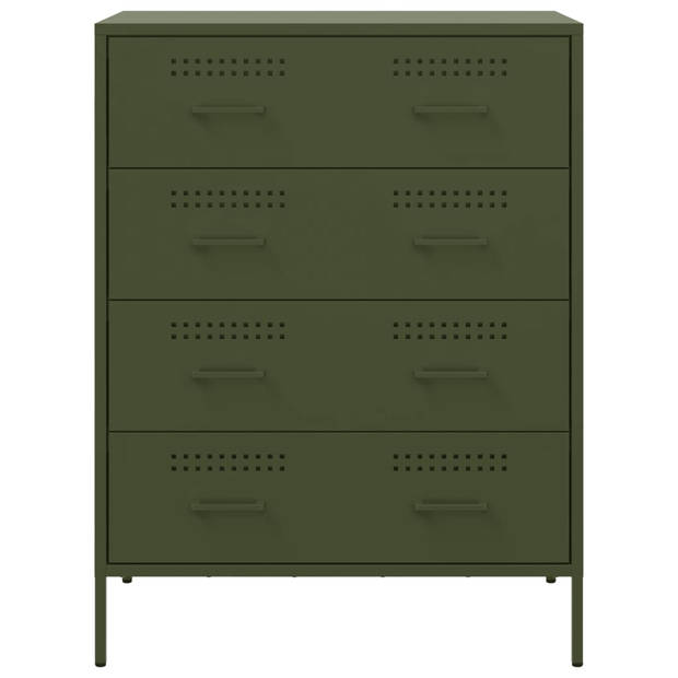 vidaXL Dressoir 68x39x89 cm staal olijfgroen