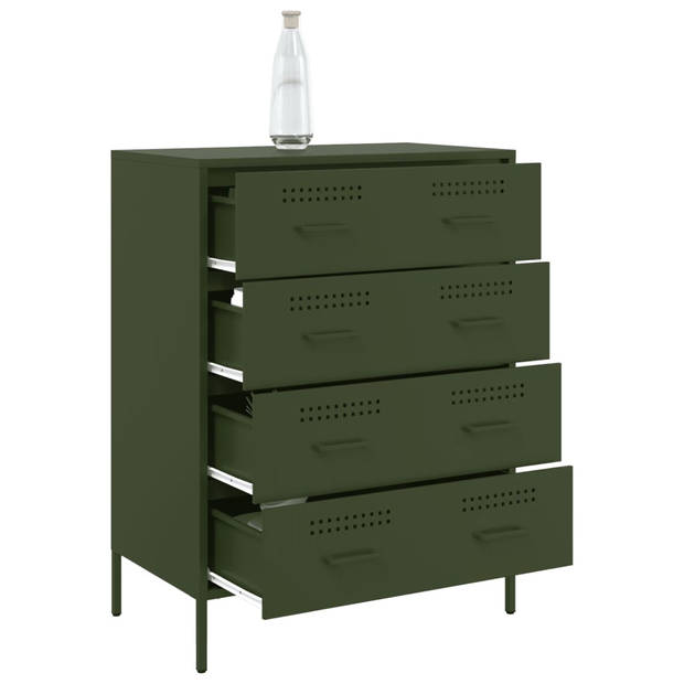 vidaXL Dressoir 68x39x89 cm staal olijfgroen